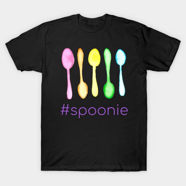 Hashtag Spoonie (Colorful Watercolor Spoons) T-Shirt by KelseyLovelle